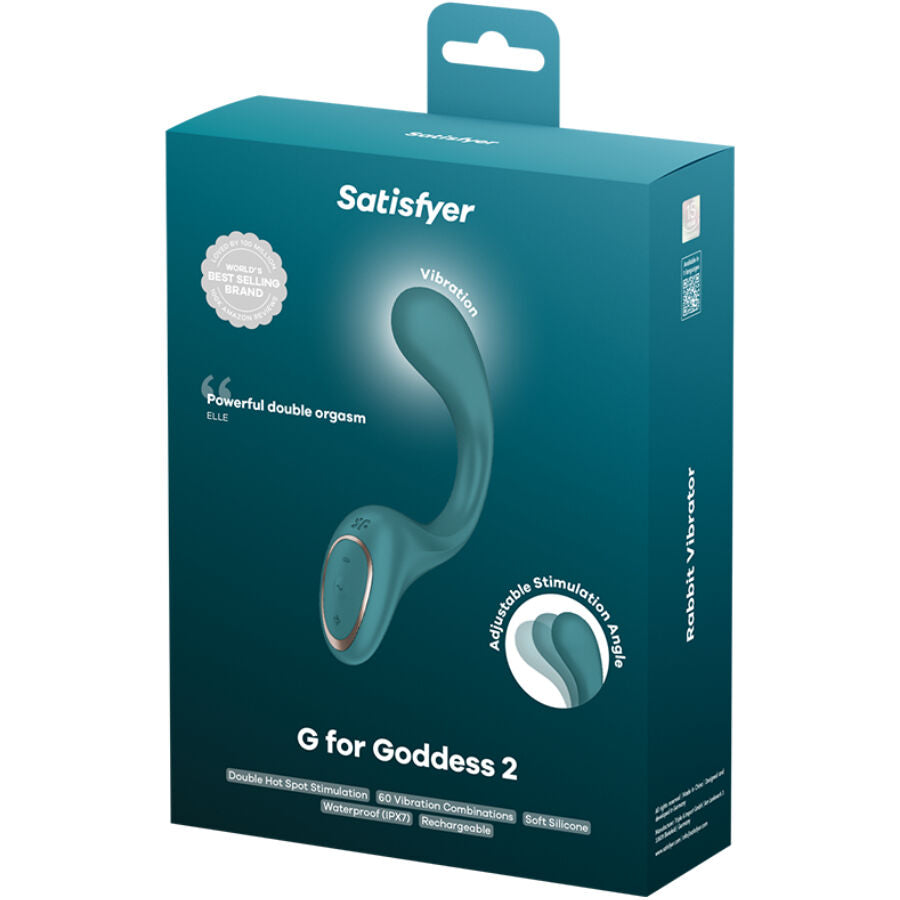 Vibratore coniglio verde SATISFYER, stimolatore vibrante a forma di coniglio, design ergonomico e dettagli realistici.