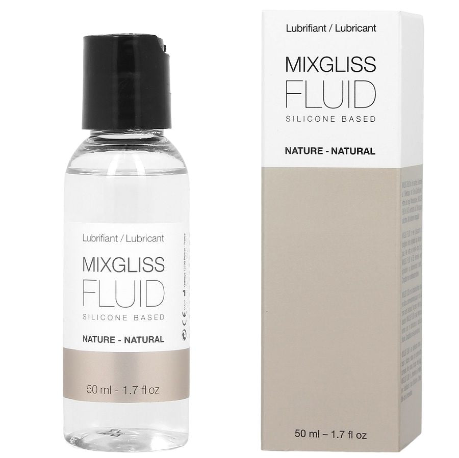 Lubrificante MIXGLISS a base di silicone naturale, flacone da 50ml con etichetta visibile e tappo nero.