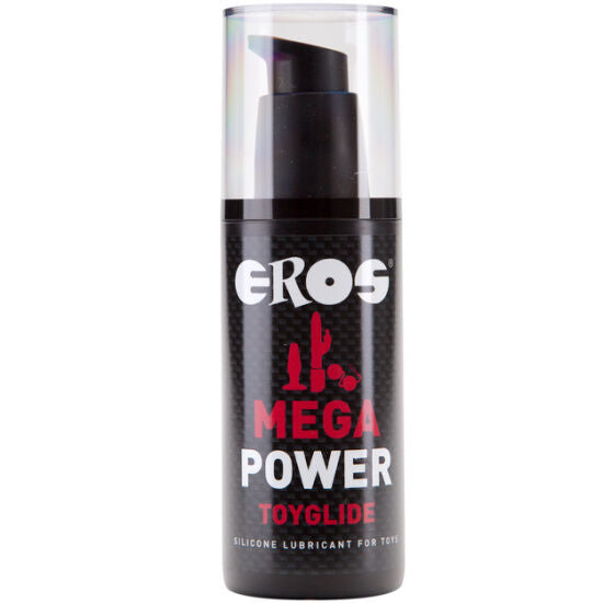 Lubrificante silicone EROS POWER LINE Power Toyglide per giocattoli erotici, bottiglia da 125 ml, fluido trasparente e setoso.
