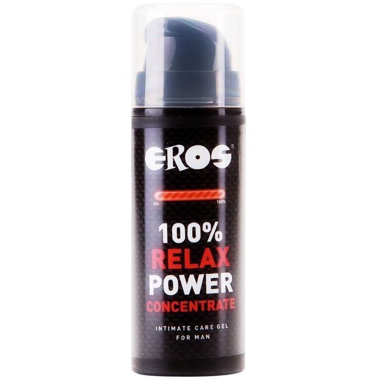 Gel analino rilassante EROS POWER LINE Relax Anal Power Concentrato, tubo con etichetta e applicatore visibile.