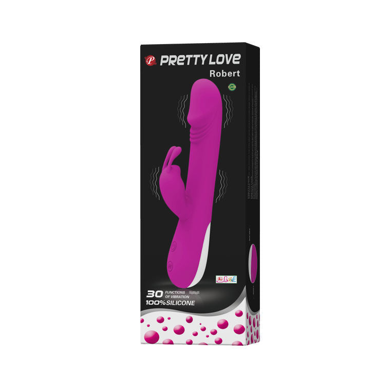 Vibratore Pretty Love Flirtation Robert con stimolatore clitoride, design elegante e dettagli realistici, in materiale silicone morbido.