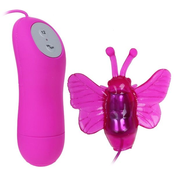 Stimolatore farfalla BAILE, vibratore stimolante da 12V, con design elegante e dettagli visibili in immagine.