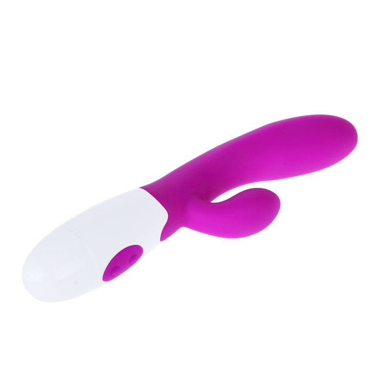 Vibratore alvis PRETTY LOVE FLIRTATION con stimolatore del clitoride, in silicone rosa, dettagli eleganti e design ergonomico.