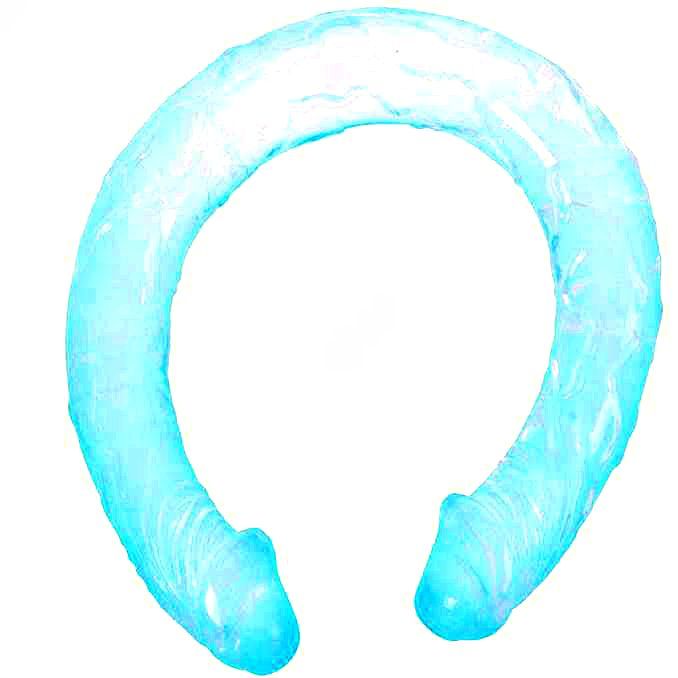 Doppio dildo blu BAILE ANAL lungo 44,5 cm, silicone realistico, dettagli realistici e design ergonomico.