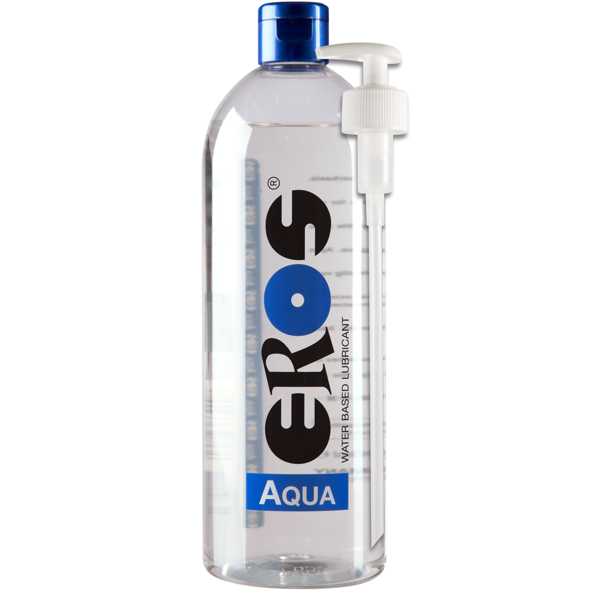 Lubrificante medico denso EROS AQUA 1000 ml, flacone con etichetta blu, ideale per uso intimo e medicale.