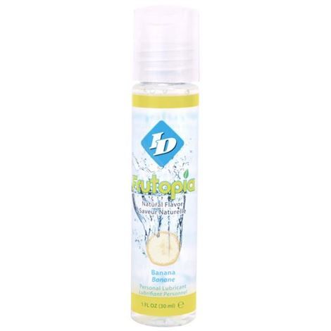 Gel lubrificante alla banana ID Frutopia in bottiglia da 30 ml, con immagine del prodotto e etichetta visibile.