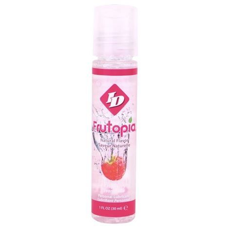 Lubrificante ID Frutopia Lube Lampone in flacone da 30 ml con aroma di lampone e consistenza liscia, ideale per uso personale.