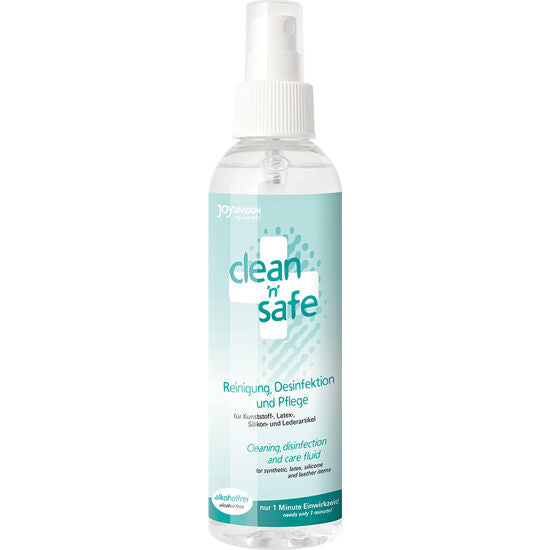 Flacone di 200 ml di JOYDIVISION CLEAN SAFE, detergente sicuro e delicato per la pulizia personale, con etichetta visibile.