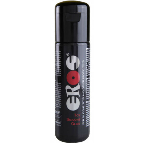 Lubrificante in silicone EROS Classic Line, 30 ml, con bottiglia trasparente e etichetta blu, ideale per giocattoli.