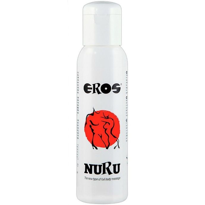 Olio da massaggio Nuru EROS CLASSIC LINE, ricco di minerali, in bottiglia da 250 ml, colore trasparente con etichetta.