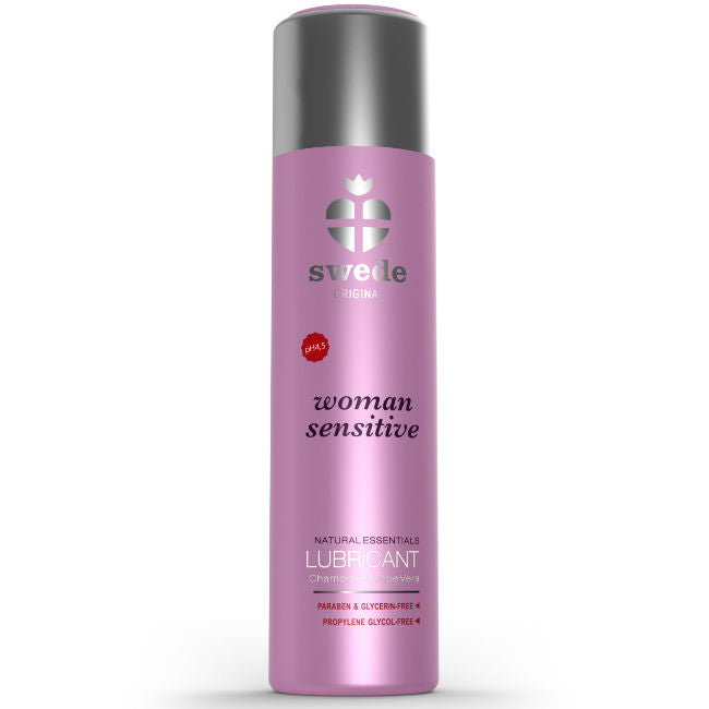 Lubrificante donna SWEDE Original Sensitive 60 ml in bottiglia, formulato per la sensibilità femminile, con texture liscia e delicata.