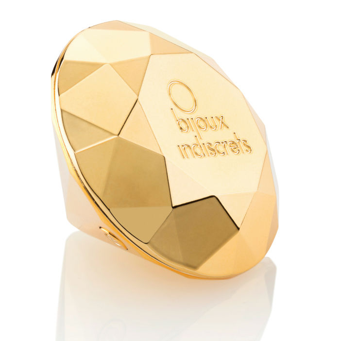 Vibratore Diamond Indiscreti Twenty One di Bijoux 21, design elegante in rosso con dettagli in oro e forma ergonomica.