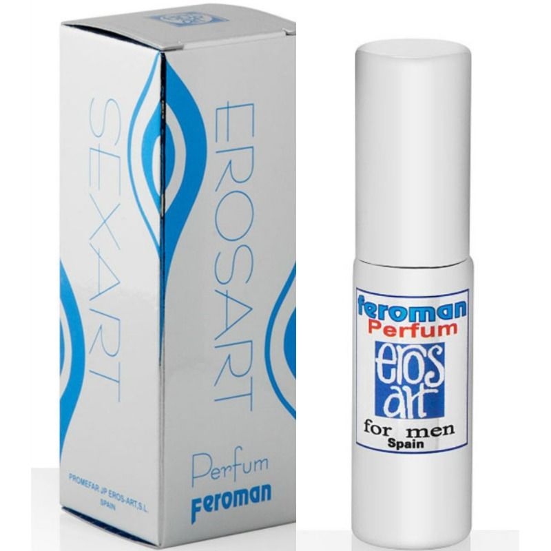 Profumo EROS-ART FEROMONI per uomo in flacone da 20 ml, con etichetta e spray, ideale per attirare e affascinare.