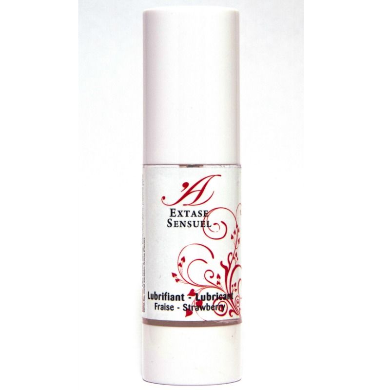 Lubrificante alla fragola EXTASE SENSUAL in flacone da 30 ml, texture liscia e fragrante, ideale per momenti intimi.