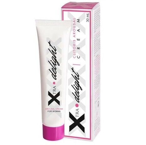Mascherina di crema RUF X Delizia per l'eccitazione del clitoride, con applicatore e texture cremosa visibile nell'immagine.