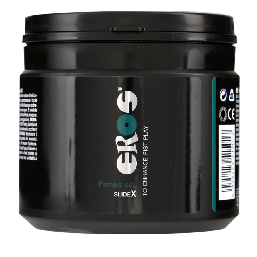 Gel lubrificante EROS CLASSIC LINE per anal fistings, bottiglia da 500 ml con etichetta blu e logo visibile