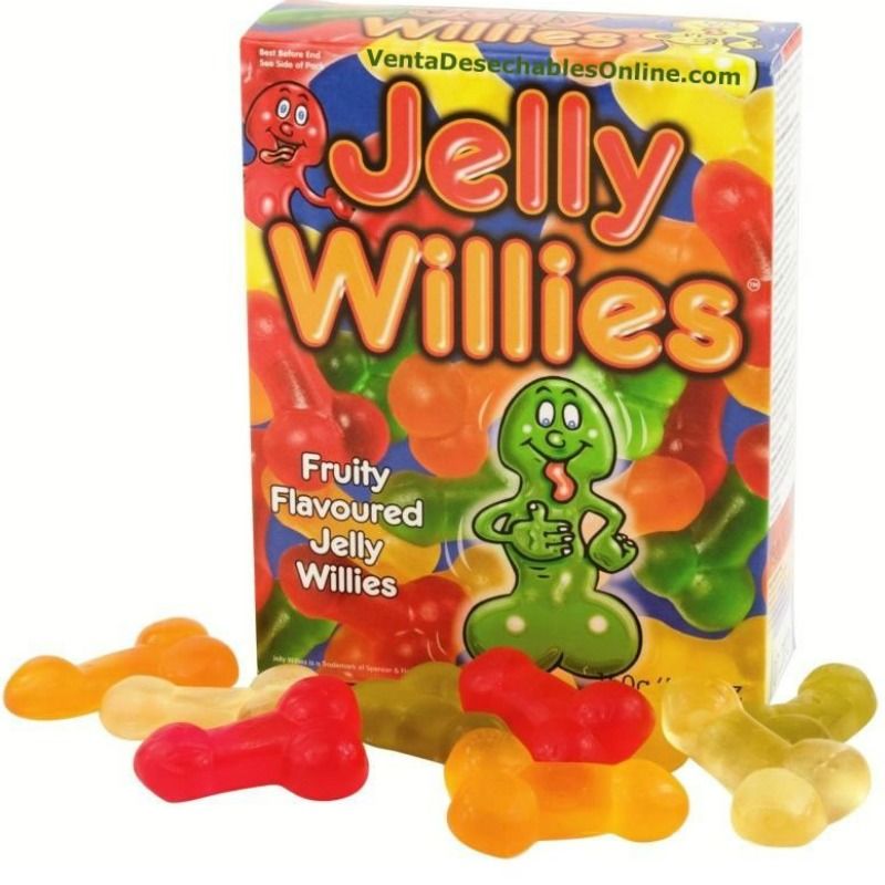 Caramelle masticabili a forma di pene di Spencer & Fleetwood, dolci colorati e divertenti, con dettagli realistici e superficie lucida.