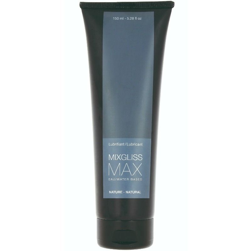 Lubrificante MIXGLISS Max a base acqua da 150 ml, bottiglia con tappo, visibile in primo piano.