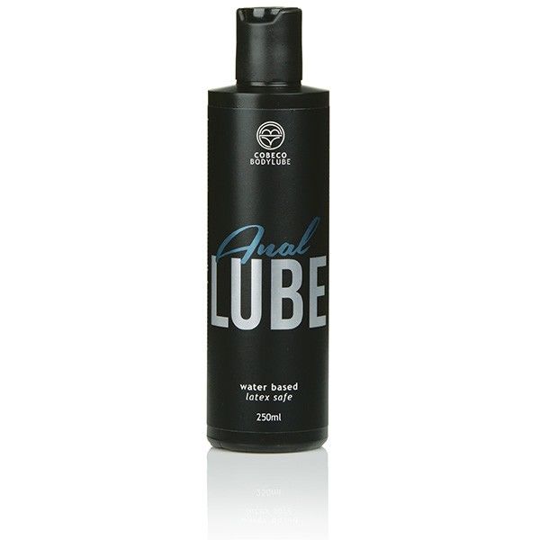 Lubrificante anale COBECO BODYLUBE LATEX SAFE da 250ml, gel trasparente e senza profumo, ideale per uso sicuro con preservativi.