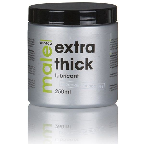 Lubrificante extra spesso COBECO per uomo, bottiglia da 250 ml, con etichetta blu e dettagli del prodotto visibili.