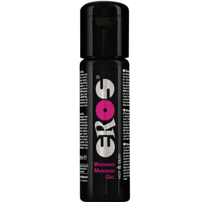 Gel massaggio EROS Classic Line effetto calore, bottiglia da 100 ml, con etichetta e tappo visibili.