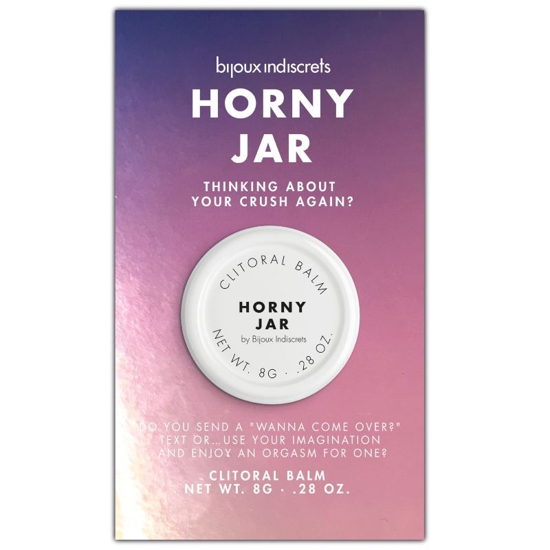 Balsamo Clitherapy Horny Har di BIJOUX LOVE COSMETIQUES, contenuto in un contenitore elegante, mostra il prodotto in primo piano