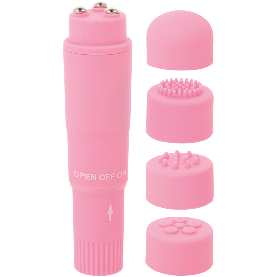 Massaggiatore portatile GLOSSY Pocket in rosa, con superficie lucida e compatta, ideale per relax muscolare.