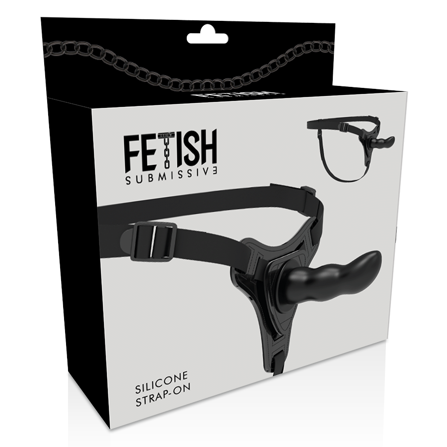 Immagine di un harness fetish submissive in silicone nero con punto G da 16 cm, prodotto dalla marca Fetish Submissive Harness.
