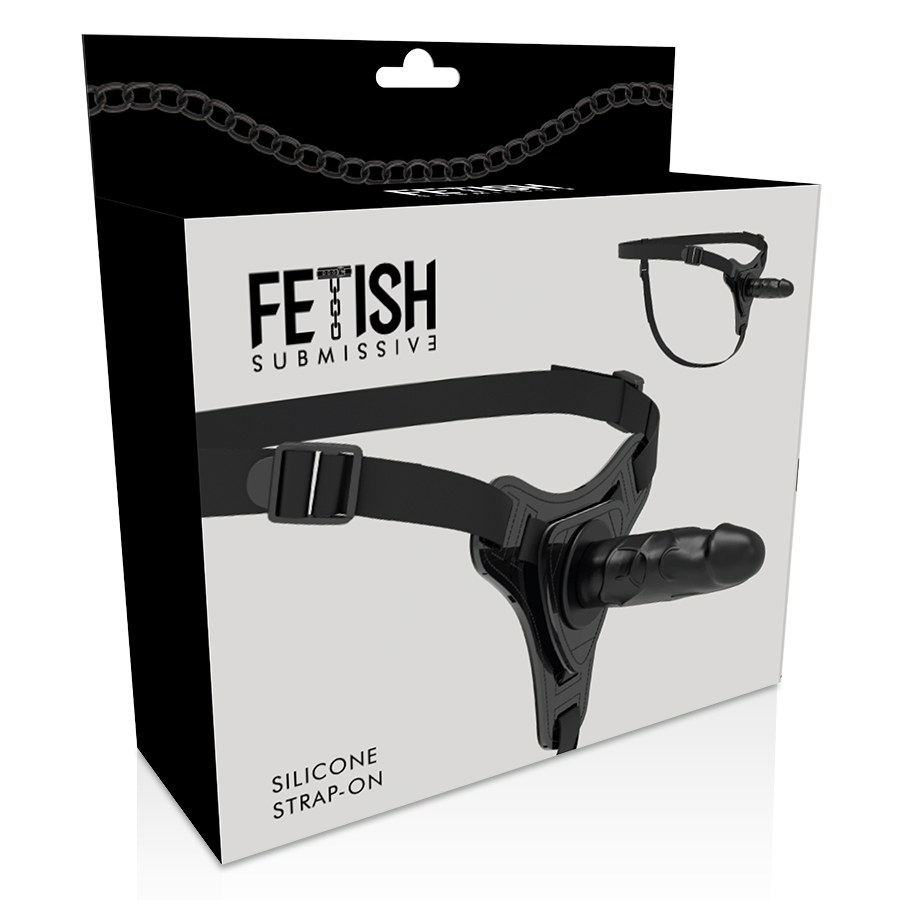 Immagine di un harness fetish submissive in silicone nero realistico da 15 cm, con dettagli realistici e fissaggi regolabili
