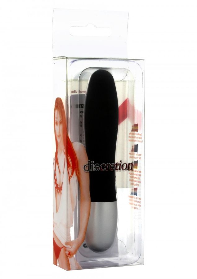Vibratore nero SEVEN CREATIONS Discretion, silicone, con forma ergonomica, ideale per stimolazione personale.