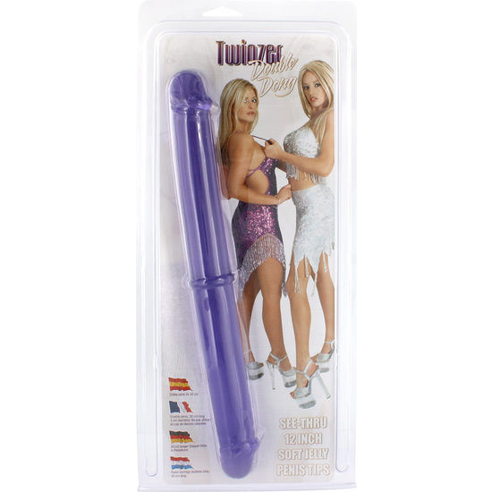 Penis doppio viola di 30 cm di Seven Creations, dettagliato e realistico, con superficie liscia e vibrante colore viola.