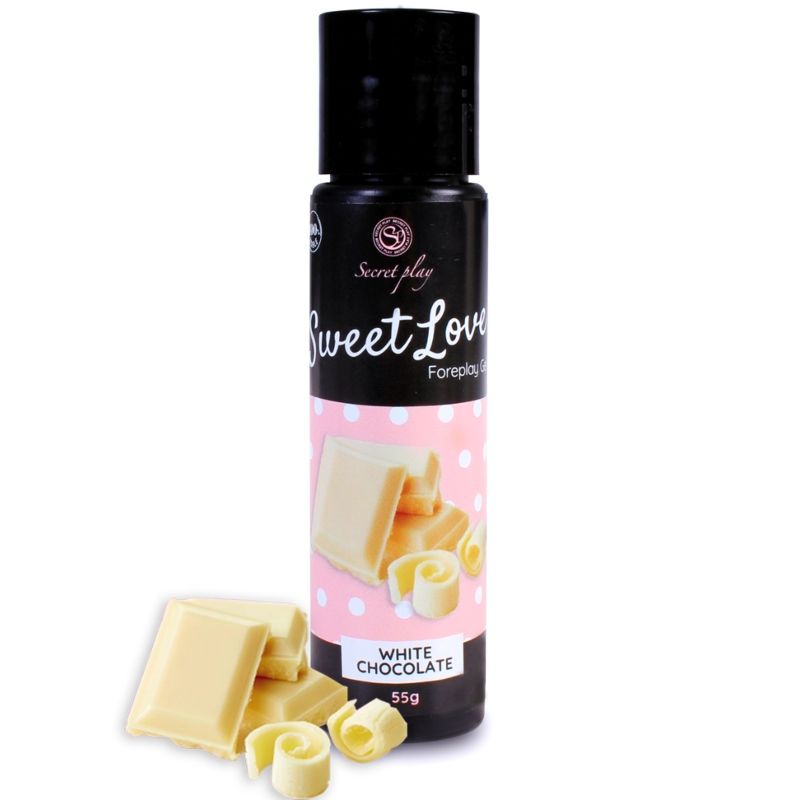 Gel Dolce Amore cioccolato bianco SECRETPLAY Cosmetic, 60 ml, confezione con tubo di gel bianco e scritte sul packaging.