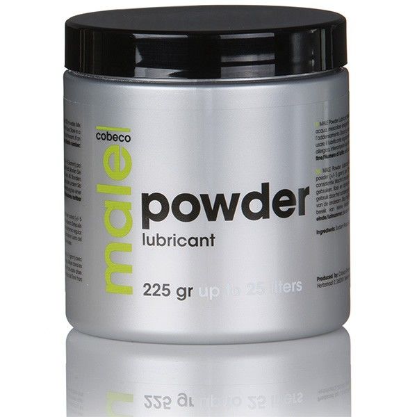 Polvere lubrificante maschio COBECO Pharma, contenuto da 225g, in confezione con etichetta e tappo visibile.