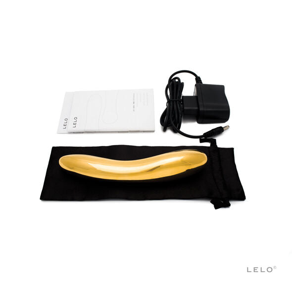Vibratore LELO Inez in oro 24 carati, elegante e lussuoso, mostrato in immagine con dettagli lucidi e design raffinato.