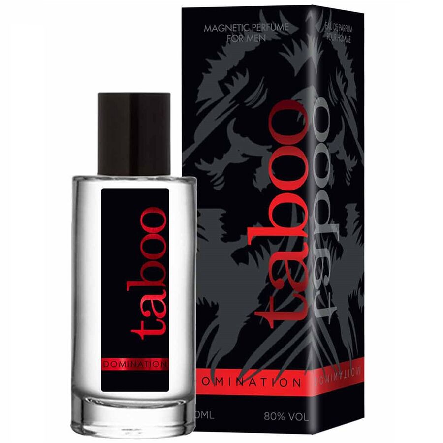 Profumo Taboo Domination AI Feromoni per lui di RUF, bottiglia da 50ml con etichetta elegante e dettagli distintivi