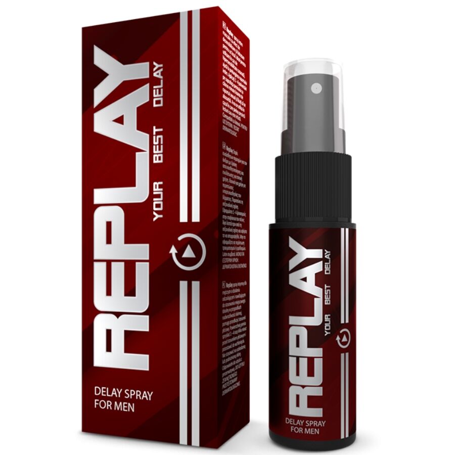 Spray ritardante e idratante IntimateLine Replay in flacone da 20 ml, con spray per uso intimo e comfort.