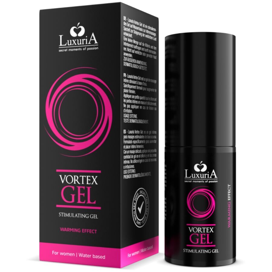 Gel riscaldante INTIMATELINE LUXURIA Vortex, effetto caldo e stimolante, contenuto da 30 ml, per il benessere intimo.