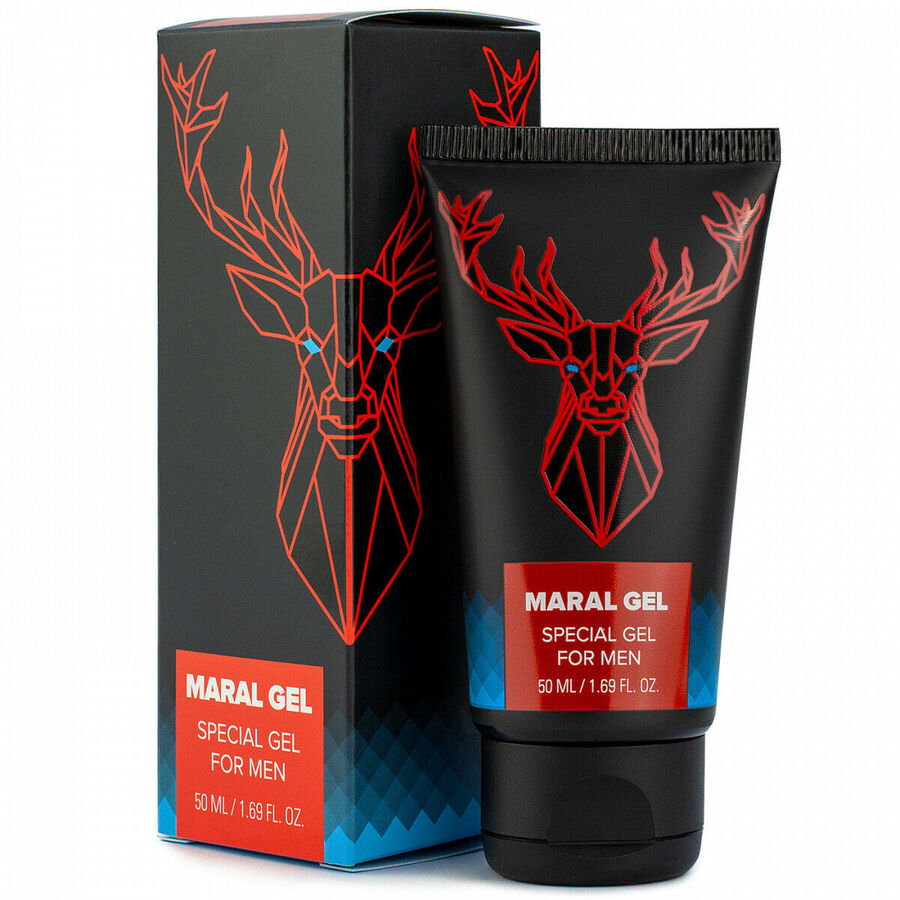 Gel Maral per ingrandimento pene da 50 ml, confezione con tubo di gel trasparente e etichetta del prodotto.
