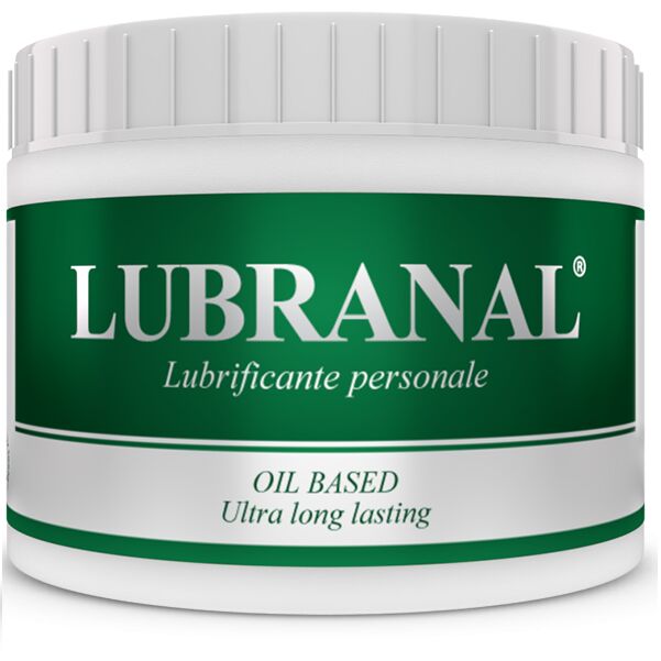 Crema lubrificante anale INTIMATELINE Lubranal con base oleosa, tubo da 150 ml, mostra la confezione e il prodotto.
