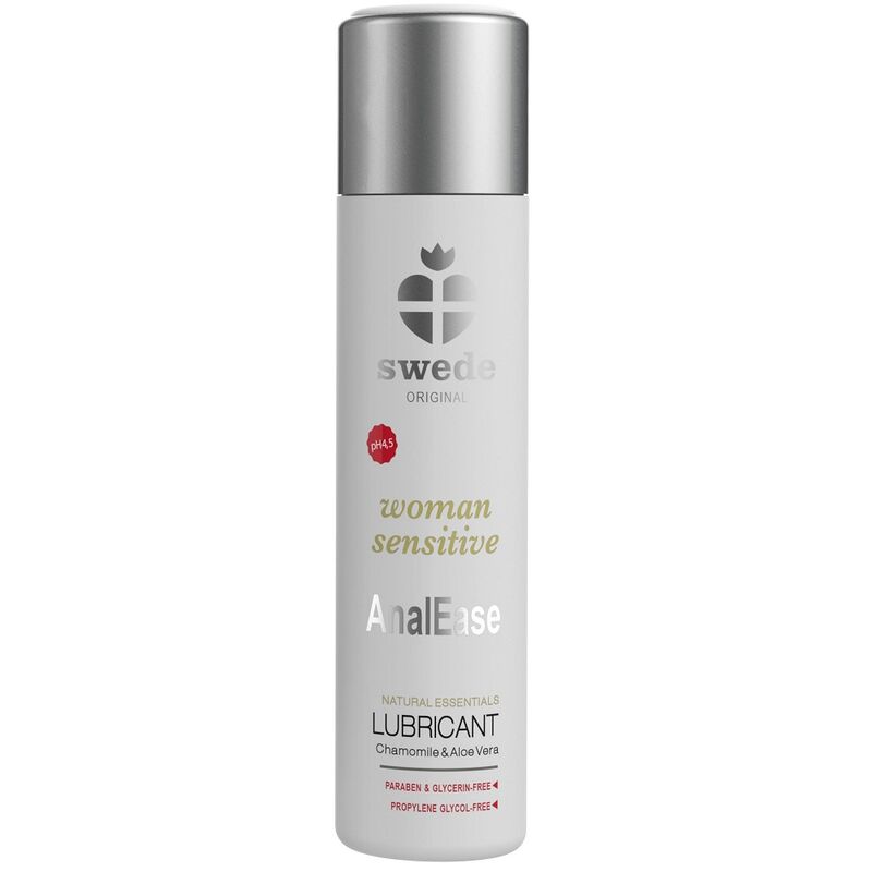 SWEDE donna analisi sensibile, gel lubrificante a base d'acqua in bottiglia da 60 ml, flacone con etichetta e dispenser.
