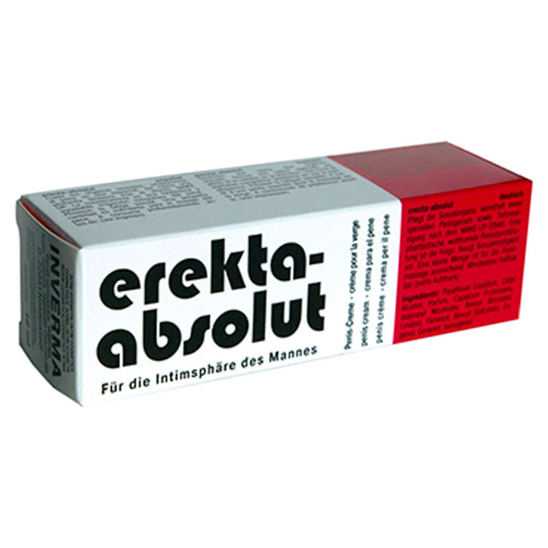 Crema Erekta Assoluta di INVERMA in un vasetto con etichetta bianca e dettagli blu, mostrata aperta con crema visibile all’interno.