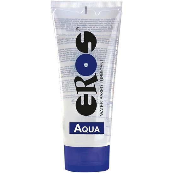 Lubrificante a base acqua EROS AQUA della linea EROS CLASSIC LINE, flacone da 200 ml, visibile in primo piano.