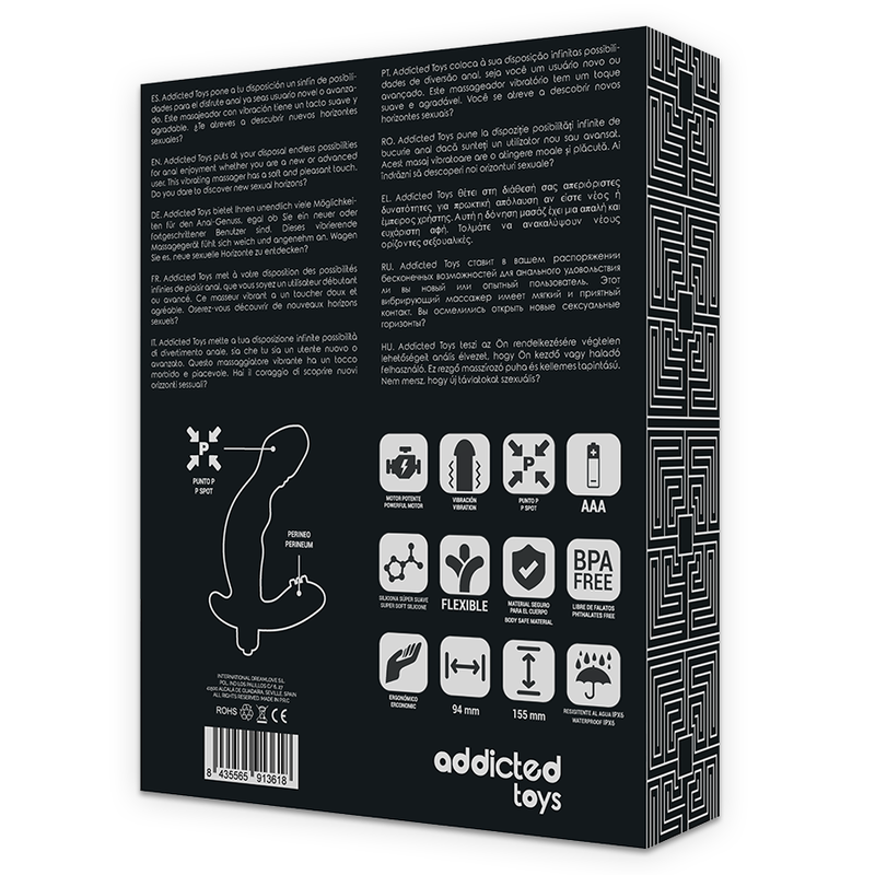 Stimolatore anale prostata in silicone della linea ADDICTED TOYS, design realistico e vibrante per piacere e stimolazione.