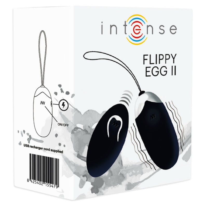 Uovo vibrante Flippy II INTENSE COUPLES TOYS in nero con telecomando, dispositivo di stimolazione e piacere per coppie.