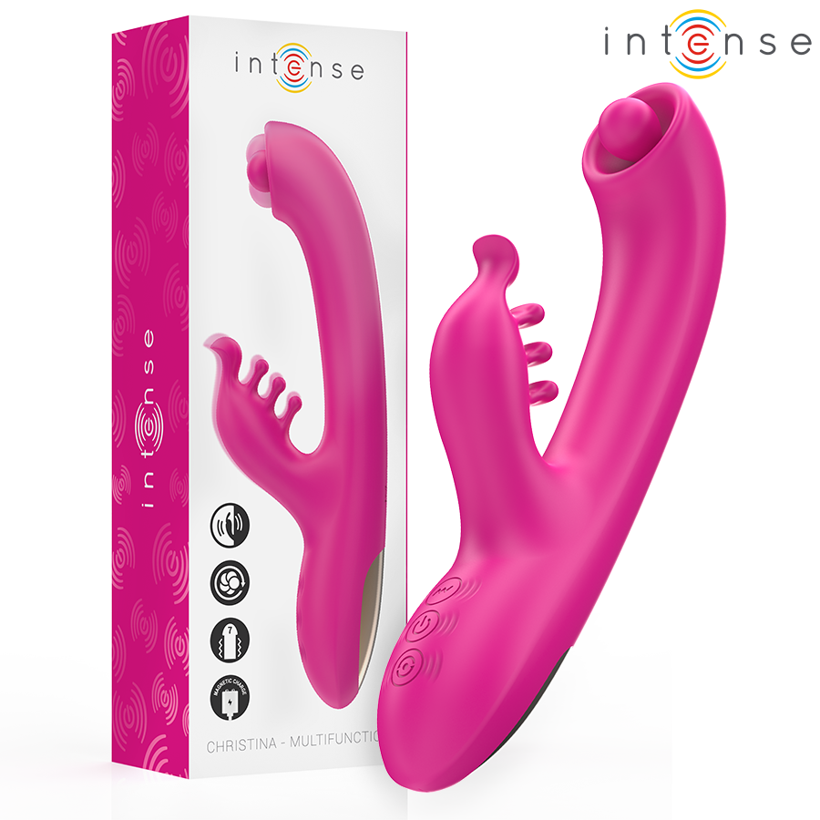 Vibratore multifunzione Christina INTENSE Fun, 22,5 cm, rosa, con design a forma di coniglio e funzioni multiple.