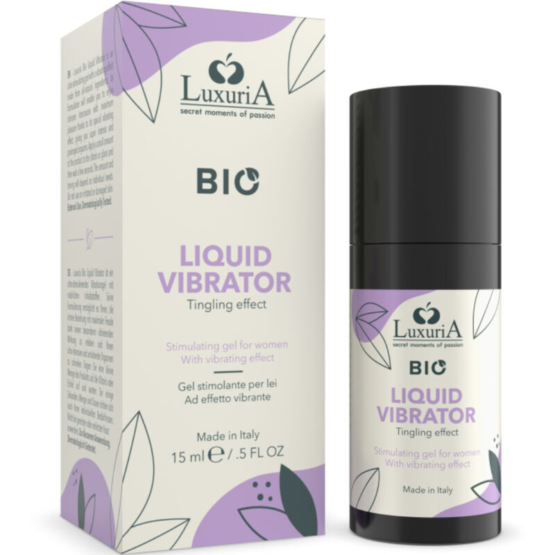 Gel bio stimolante INTIMATELINE LUXURIA per donna, effetto vibrante, flacone da 15 ml, trattamento intimo naturale.
