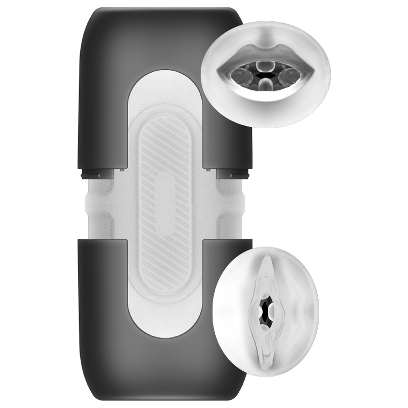 Masturbatore doppio turbo JAMYJOB, dispositivo di piacere maschile con design ergonomico e dettagli realistici.