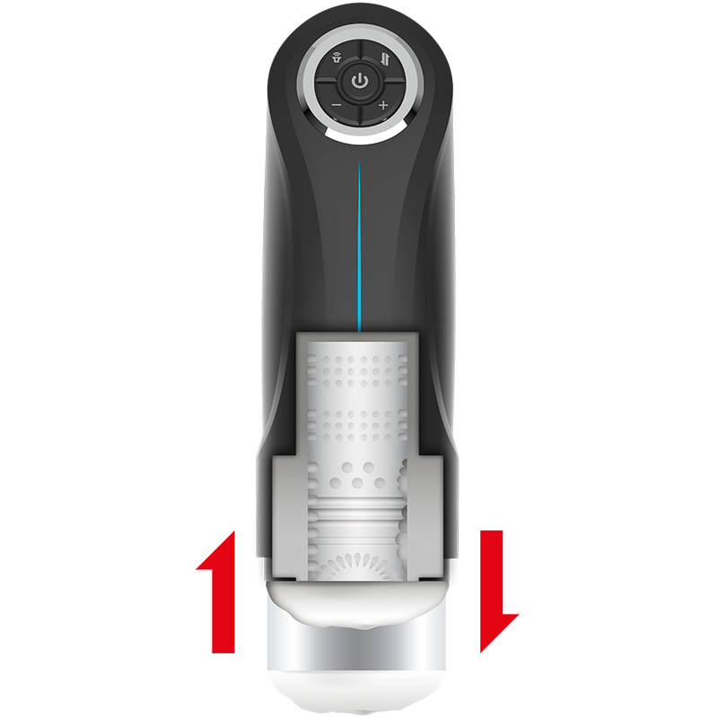Stimolatore maschile Jamyjob Milker Stroker con funzione su e gi, dettagliato e pratico, in primo piano.