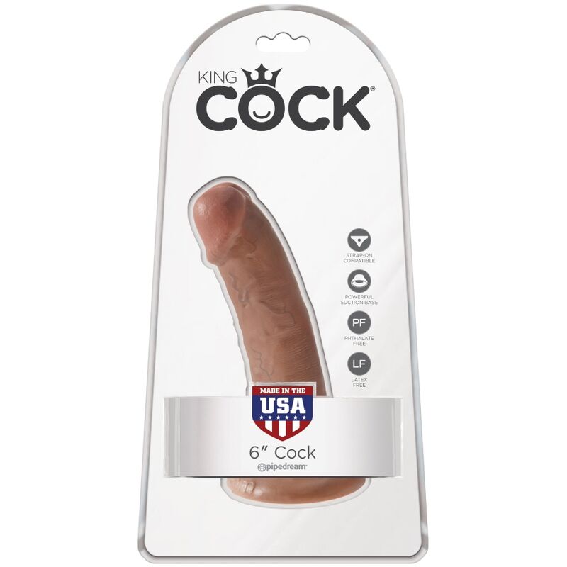 Penis realistico KING COCK da 15 cm in colore caramello, dettaglio realistico e morbido, ideale per il piacere personale.