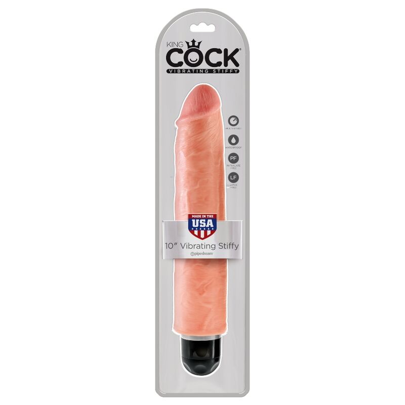 Vibratore rigido realistico King Cock di 25,4 cm in colore naturale, dettagli realistici e superficie liscia.